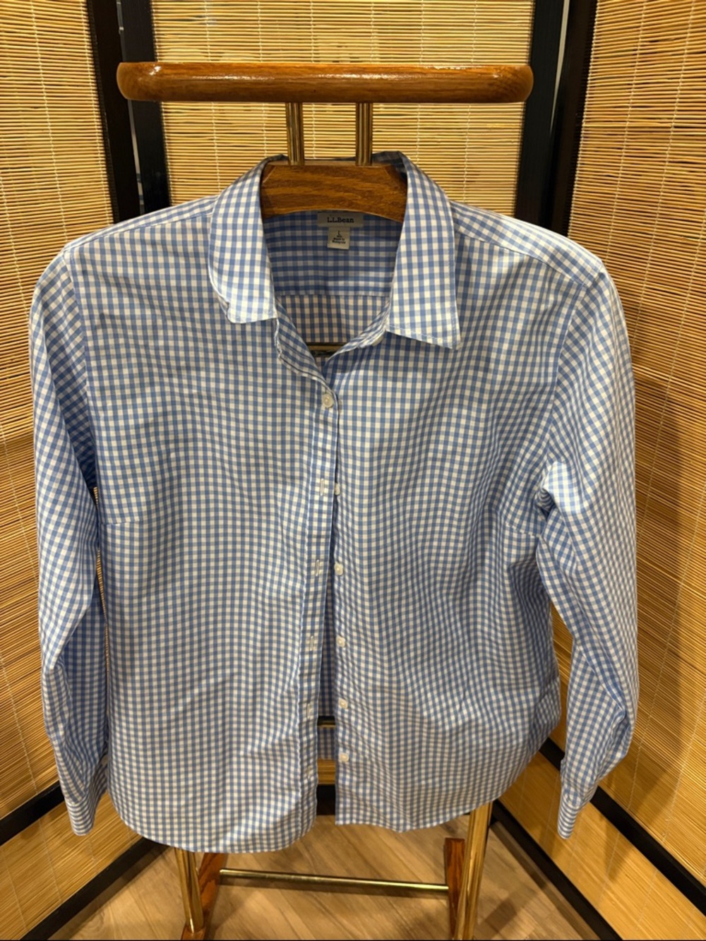 L.L. Bean Blue Gingham Button-Down Shirt for Men